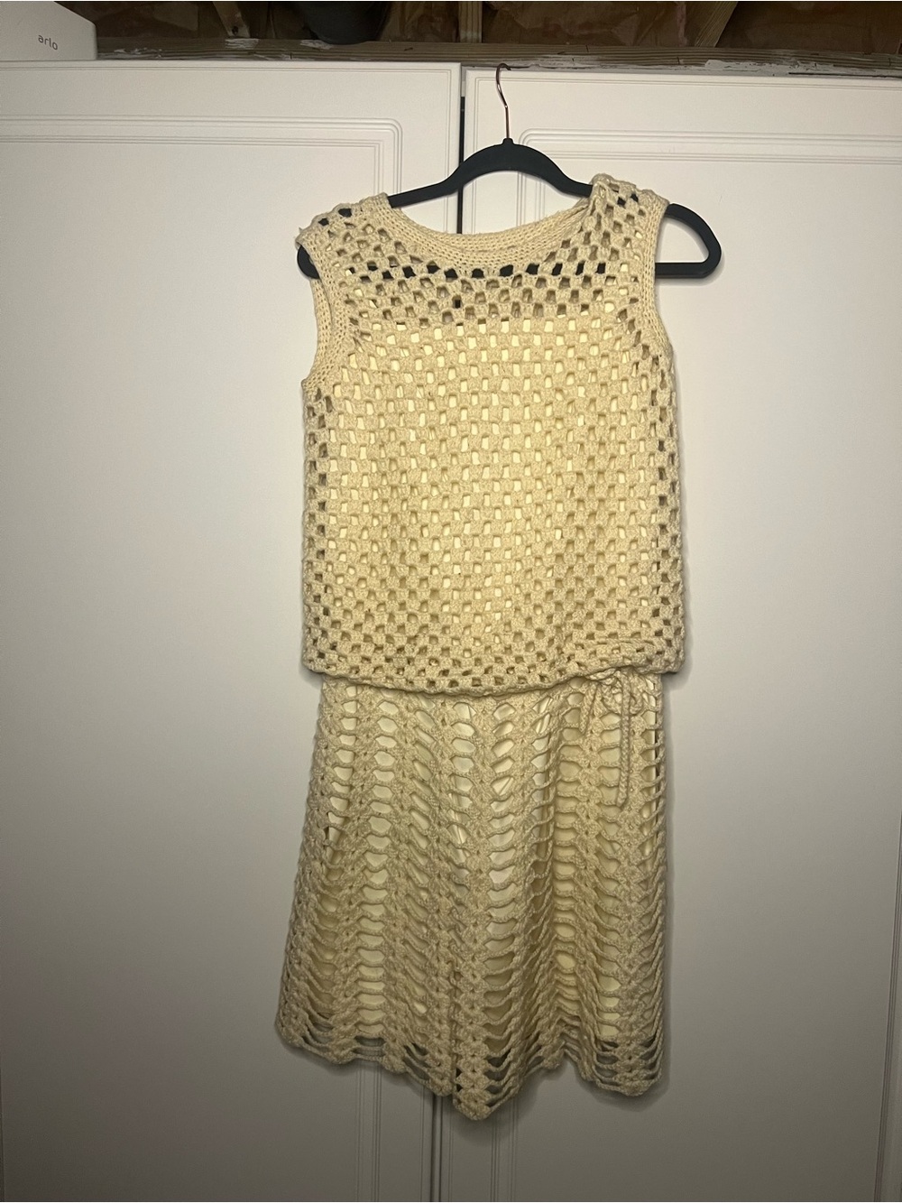 Handmade Vintage Crochet Drop Waist Cottagecore Dress - Picture 4 of 16
